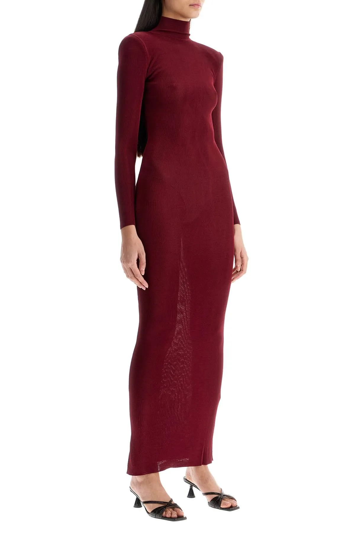 Fitted Ribbed Viscose Maxi Dress