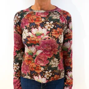 Floral Cashmere Crew Neck Jumper Medium