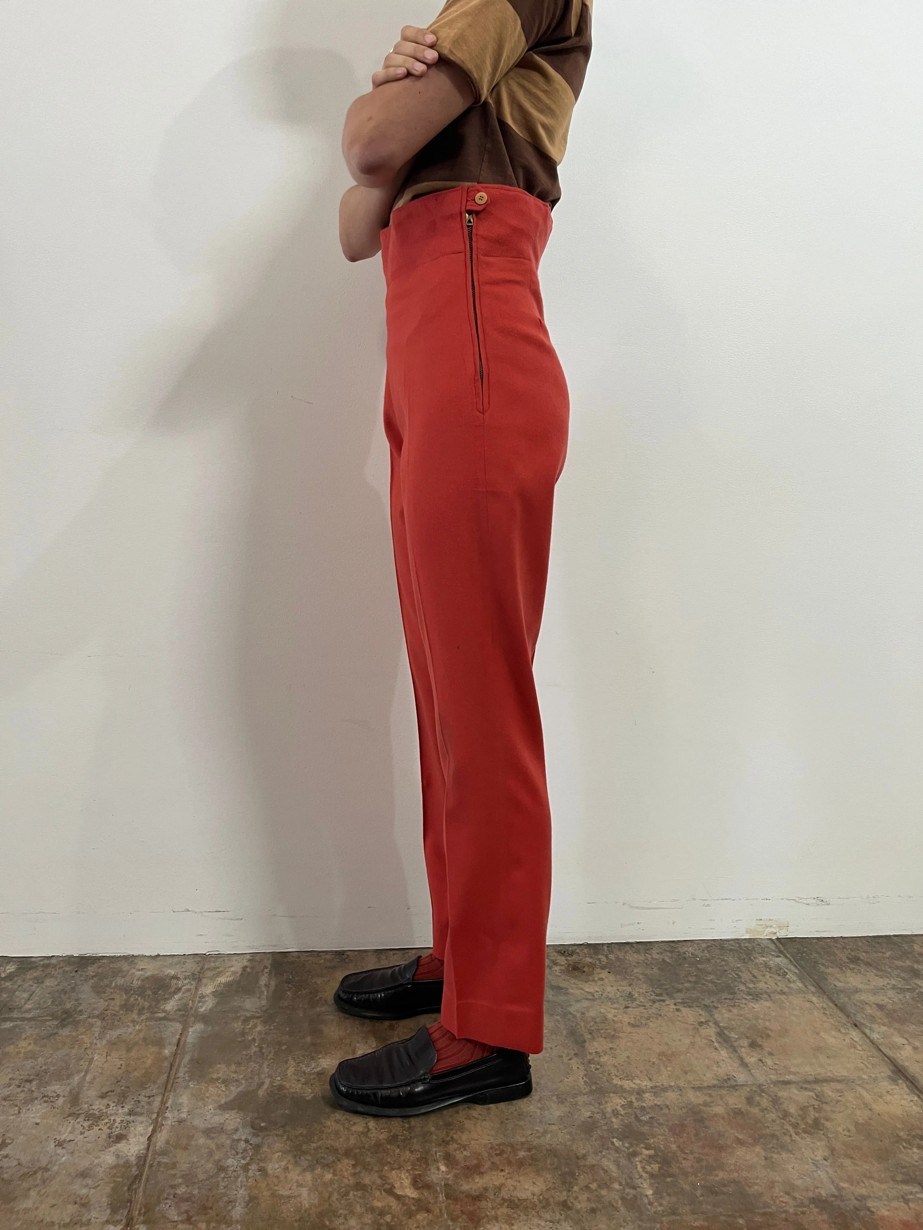 French Custom Opera High-Waist Wool Trousers