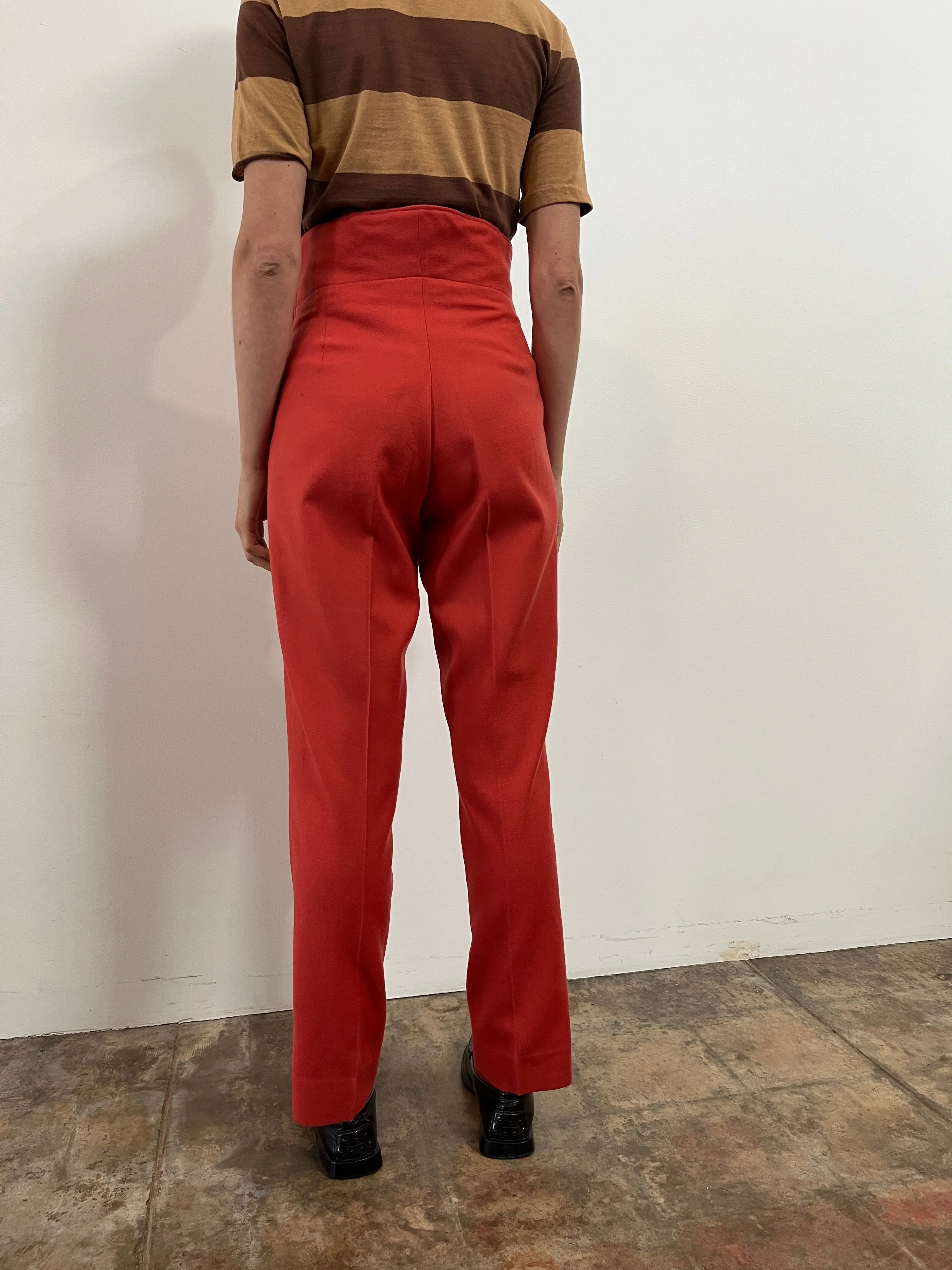 French Custom Opera High-Waist Wool Trousers