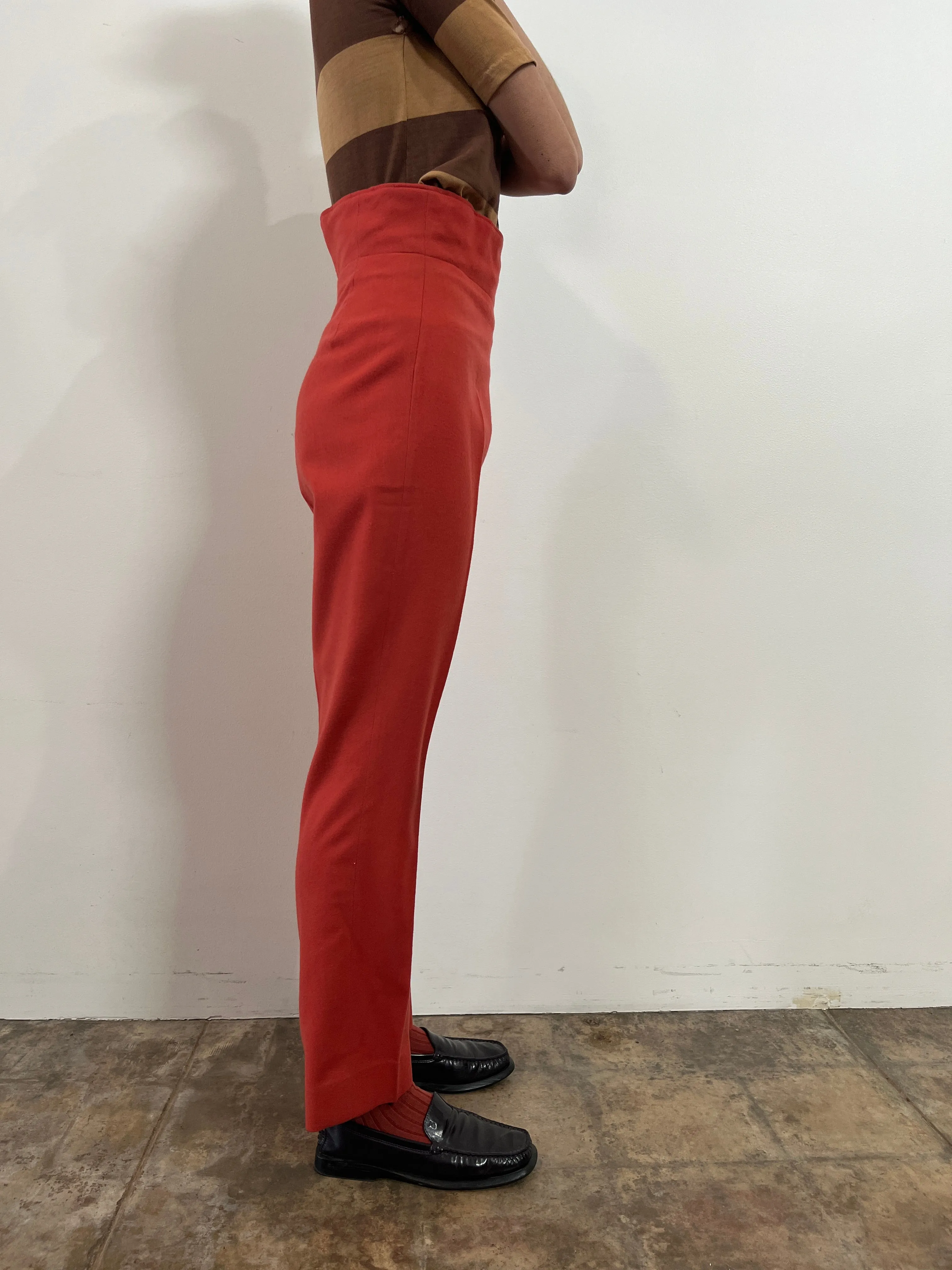 French Custom Opera High-Waist Wool Trousers