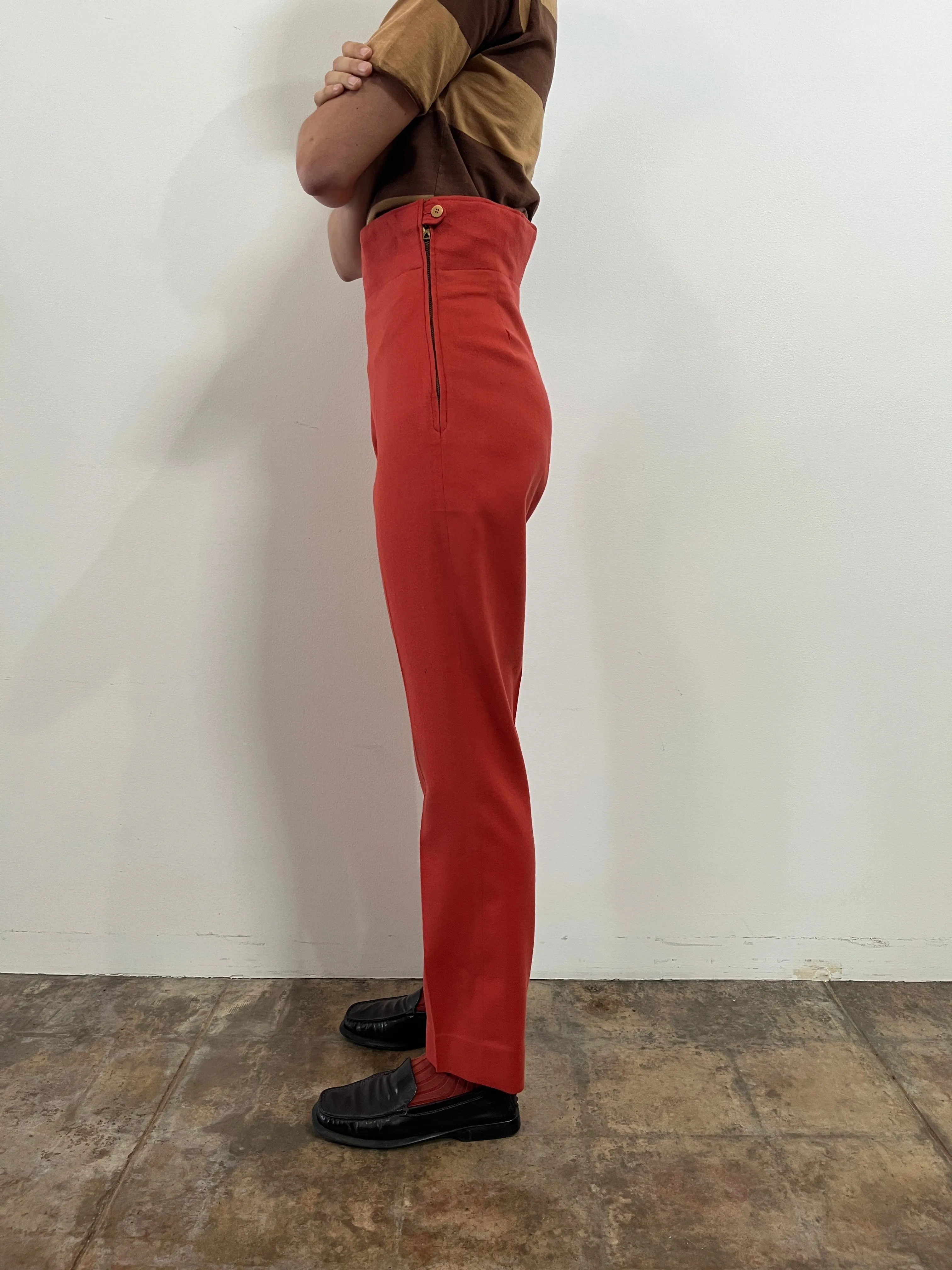 French Custom Opera High-Waist Wool Trousers