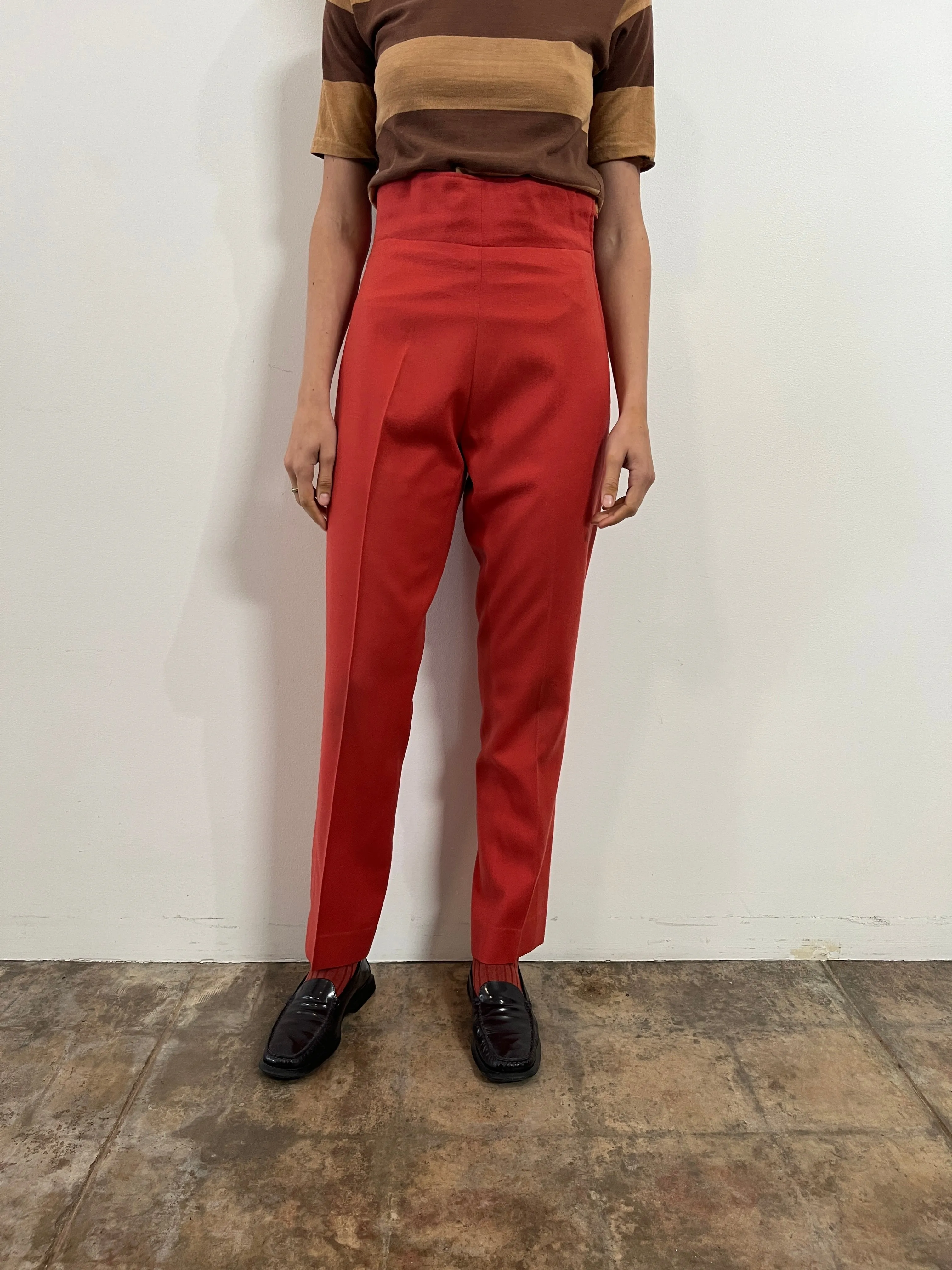 French Custom Opera High-Waist Wool Trousers