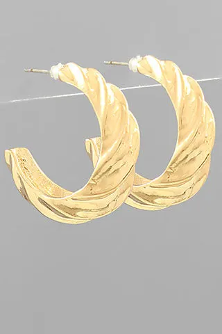 GOLD TWISTED TEXTURED HOOP EARRINGS