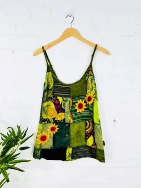 Green Patchwork Sunflower Vest
