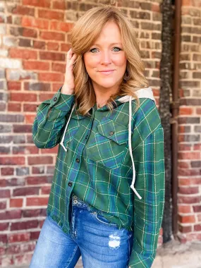 Green Plaid Hooded Top - FINAL SALE