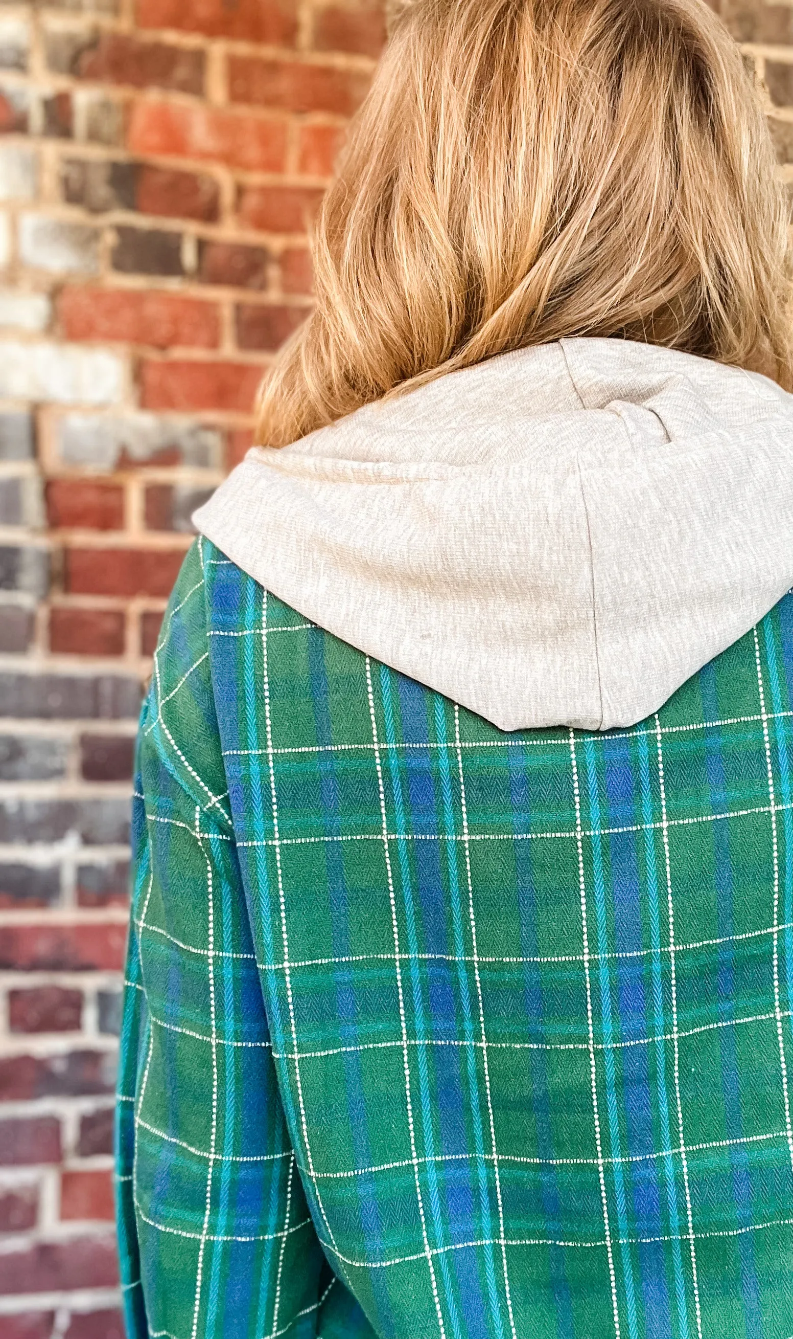 Green Plaid Hooded Top - FINAL SALE