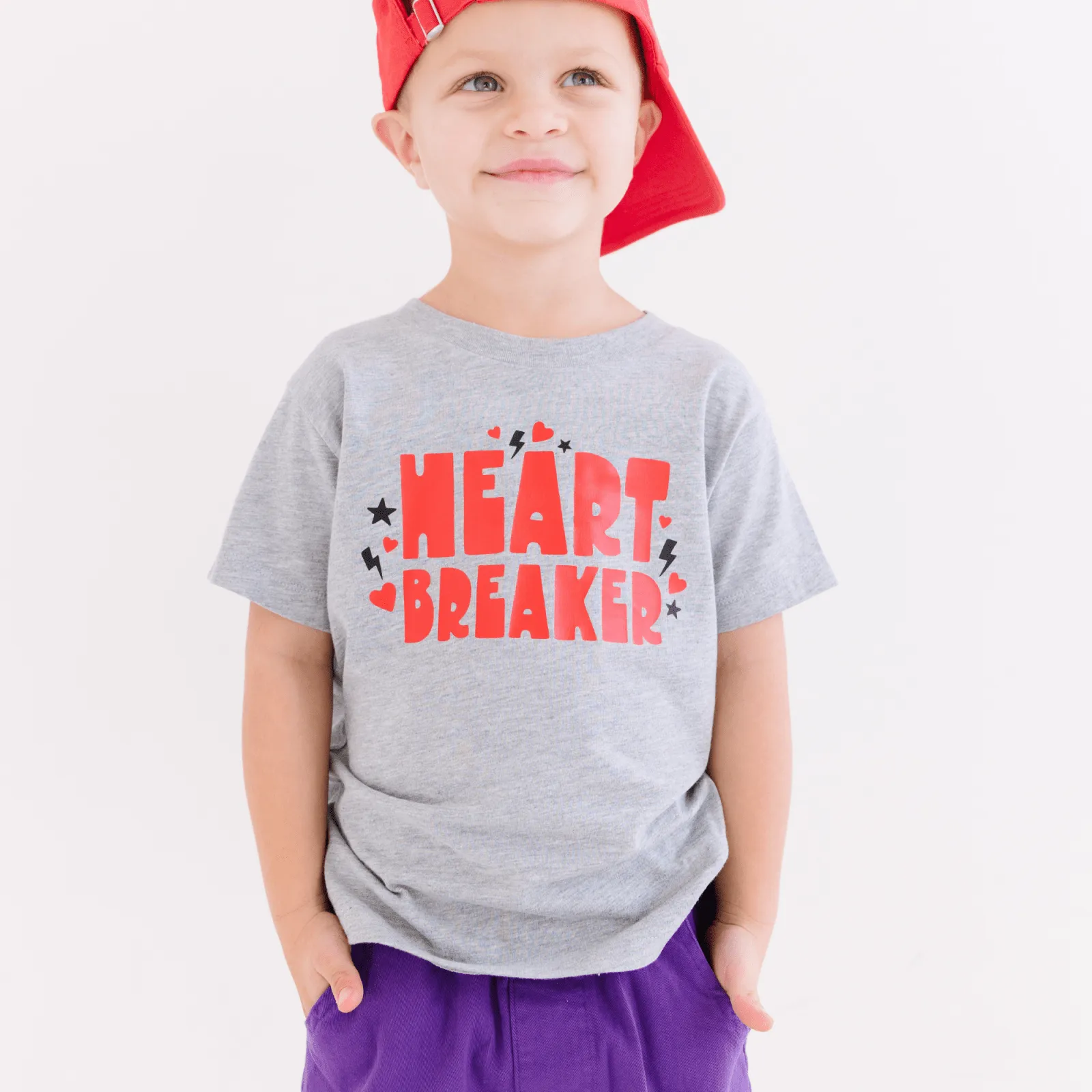 Heart Breaker Valentines Day Boys Shirt - Grey