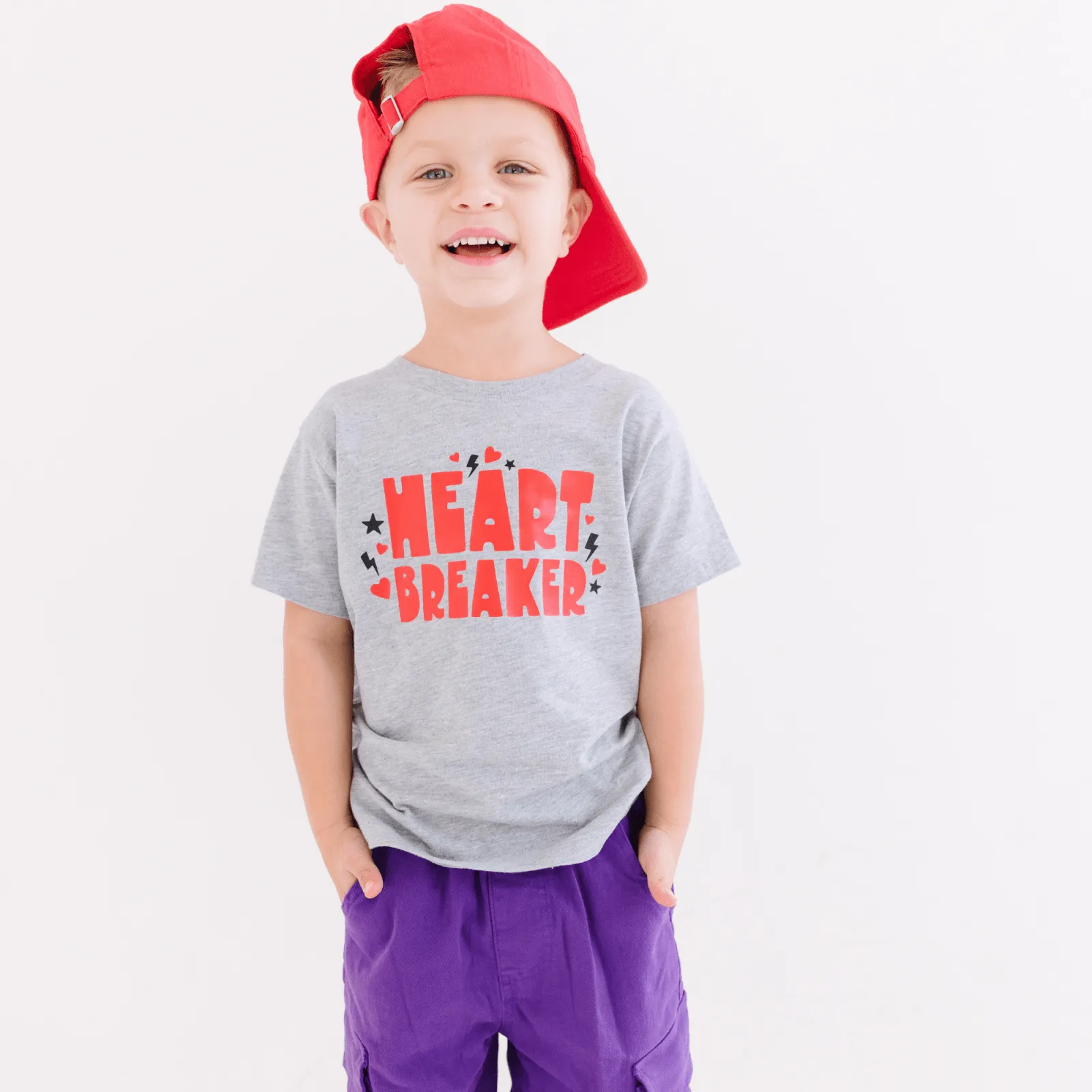 Heart Breaker Valentines Day Boys Shirt - Grey
