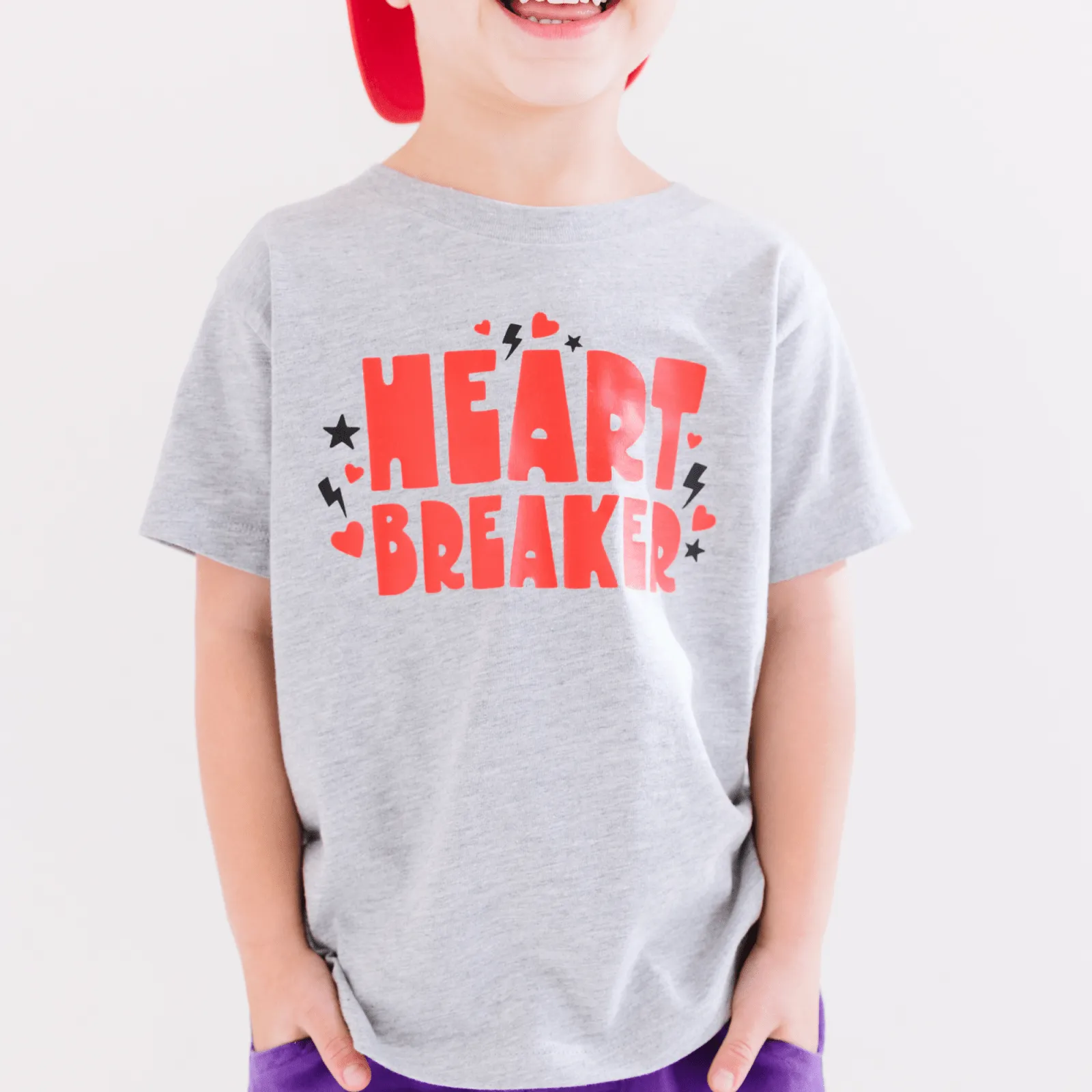 Heart Breaker Valentines Day Boys Shirt - Grey