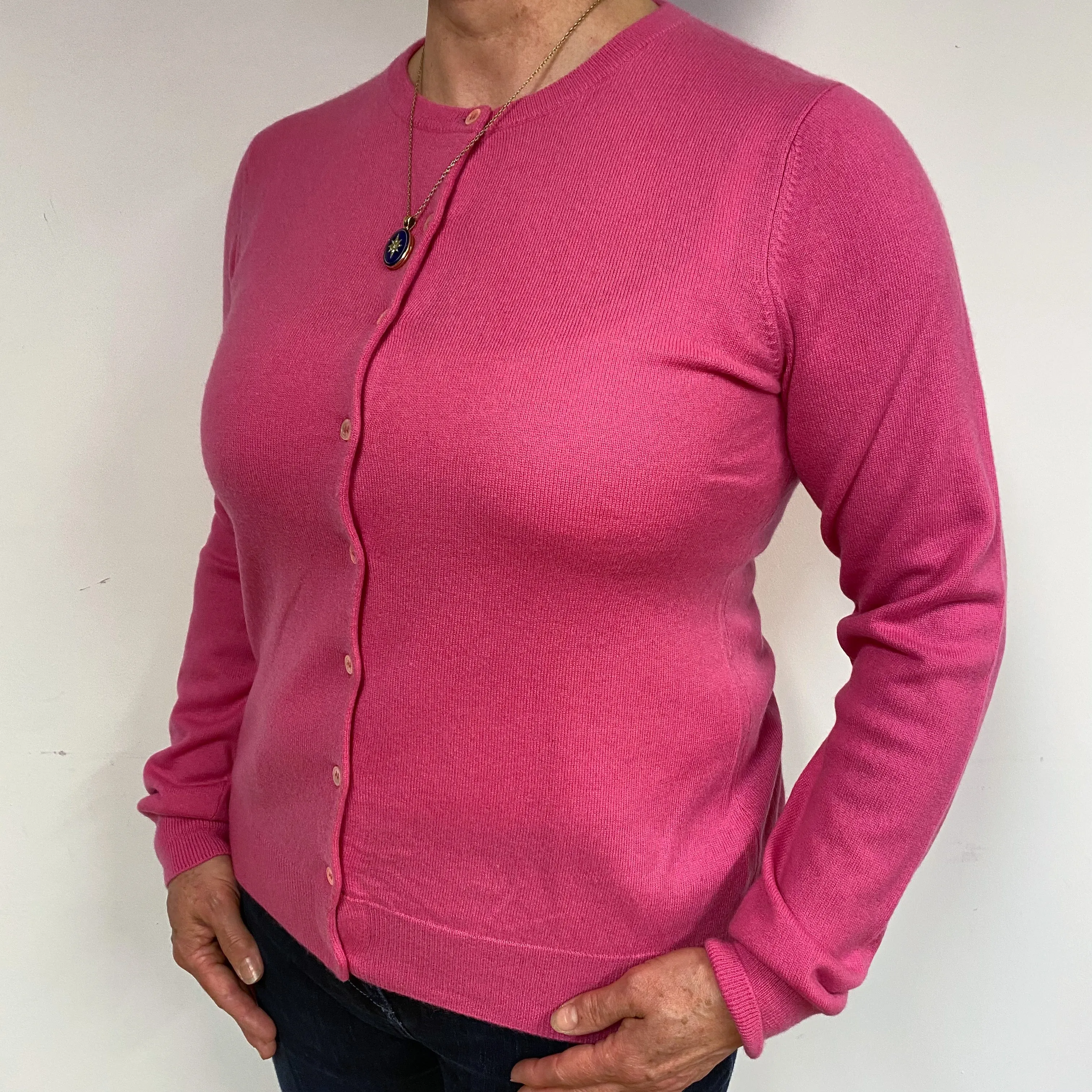 Hot Pink Cashmere Cardigan Large