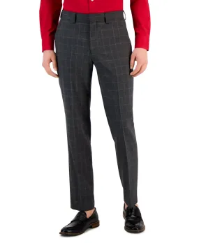 Hugo Boss Men's Modern-Fit Supeflex Suit Dress Pants 34 x 32 Grey Blue Plaid