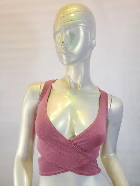 Knit cut out wrap crop top