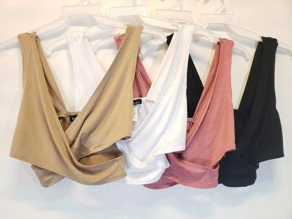 Knit cut out wrap crop top