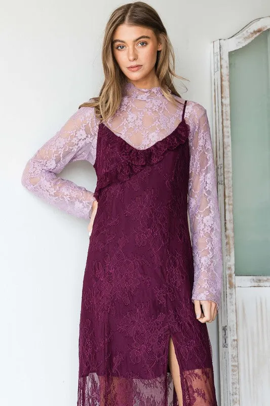 Lace Mock Neck Layering Top