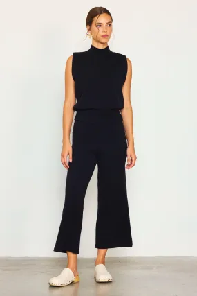 Lacey Knit Cropped Set-Black