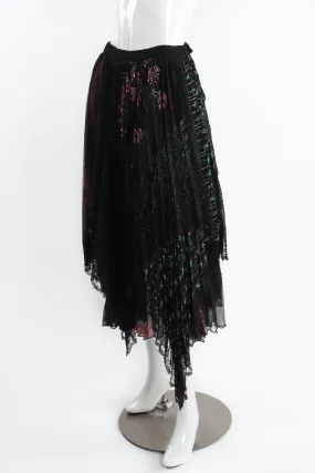 Layered Mesh Lace Pleated Skirt