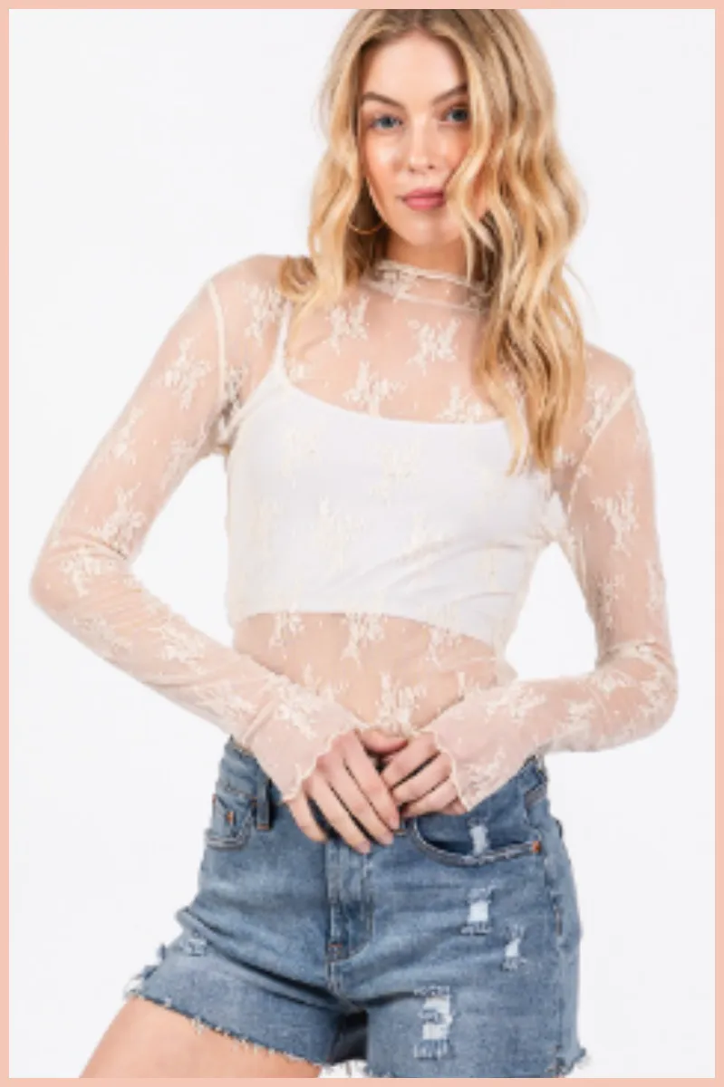 Longsleeve Floral Lace Top