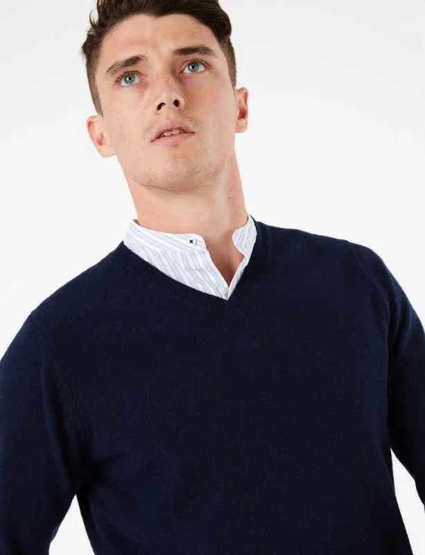 M&S Mens L/S Lambs Wool V-Neck Jersey T30/2653M