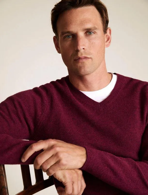 M&S Mens L/S Lambs Wool V-Neck Jersey T30/2653M
