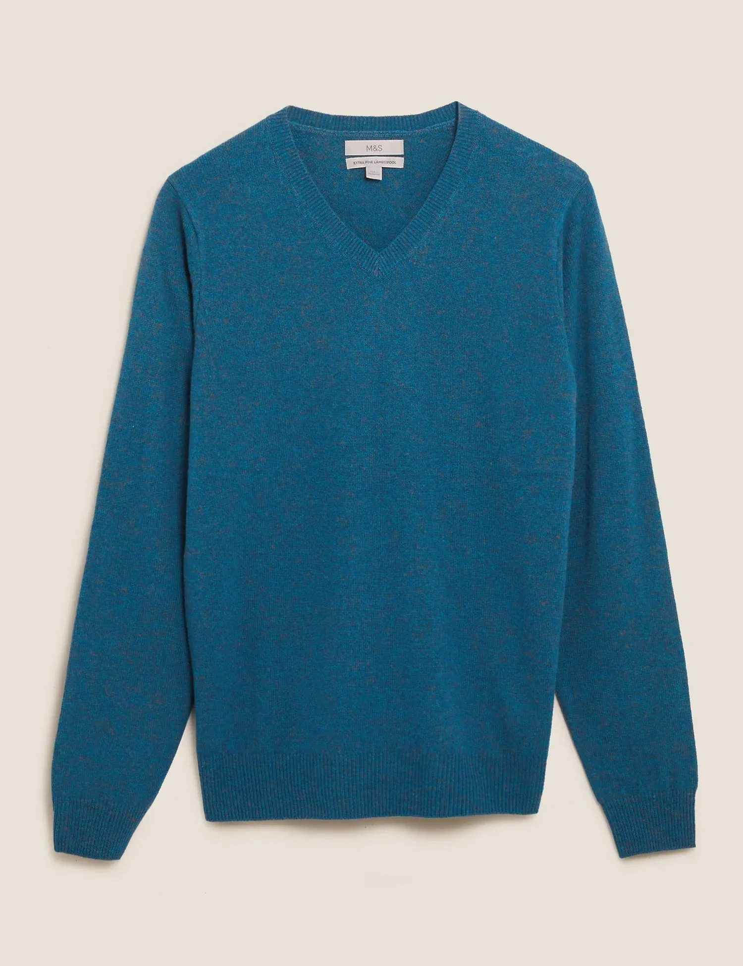M&S Mens L/S Lambs Wool V-Neck Jersey T30/2653M
