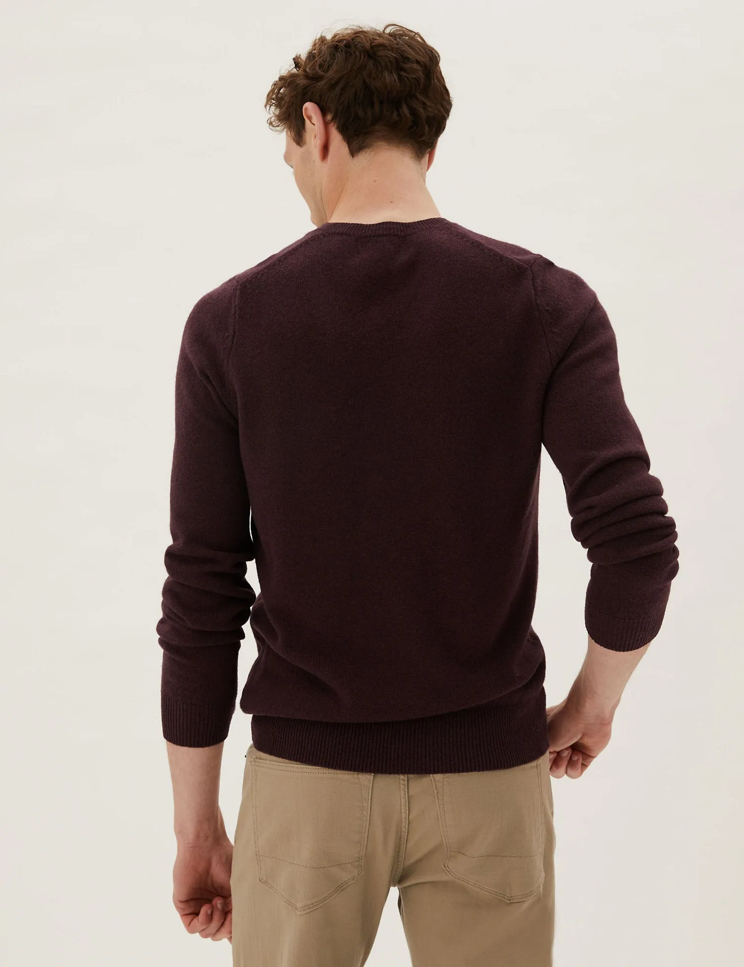 M&S Mens L/S Lambs Wool V-Neck Jersey T30/2653M