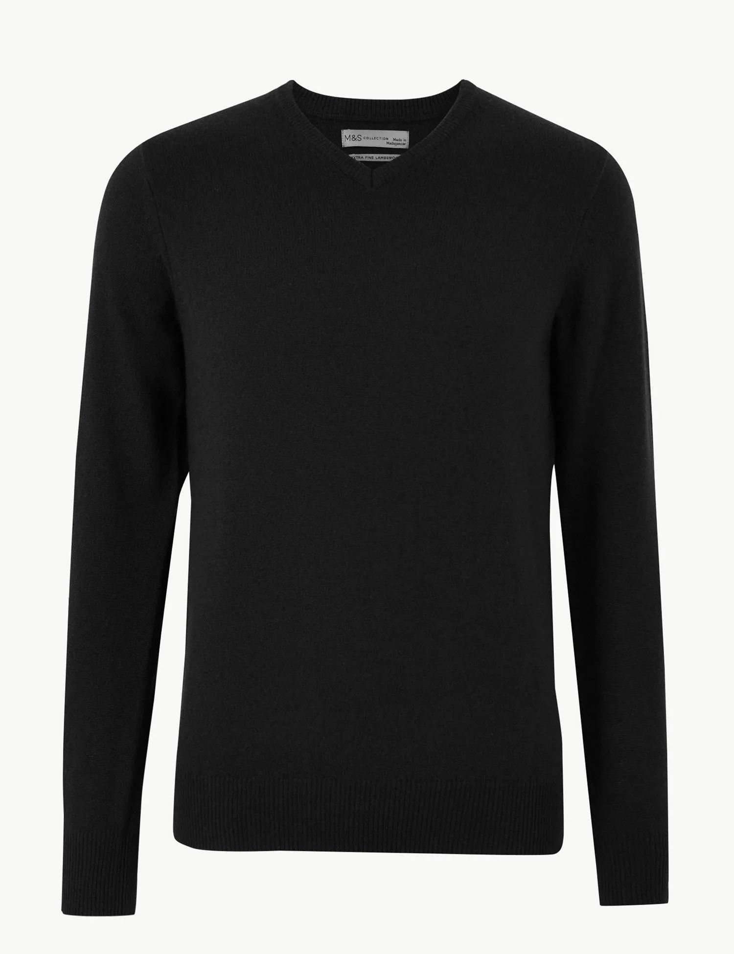 M&S Mens L/S Lambs Wool V-Neck Jersey T30/2653M