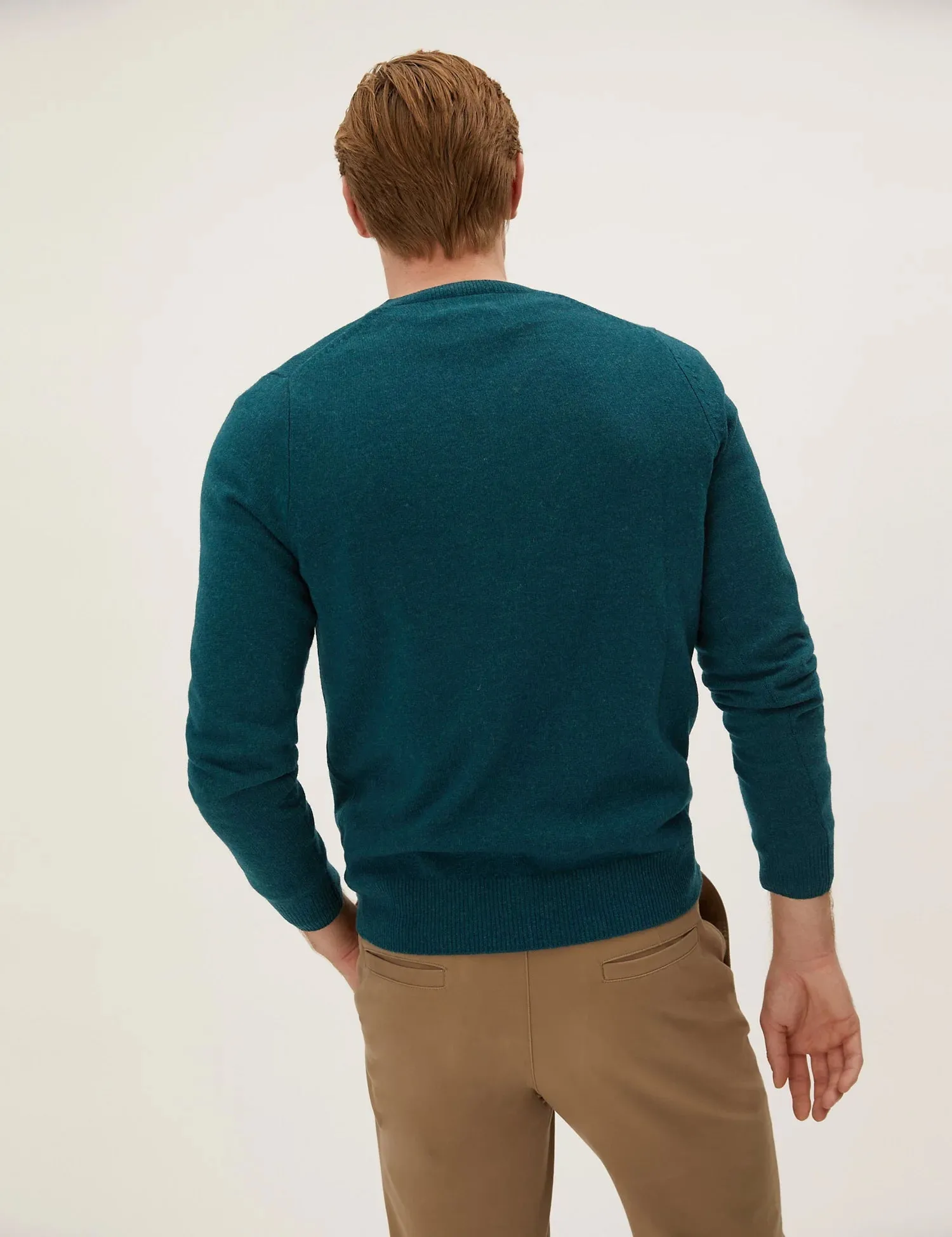 M&S Mens L/S Lambs Wool V-Neck Jersey T30/2653M