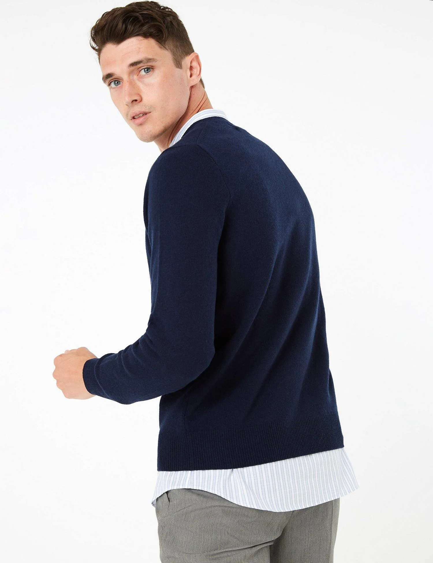 M&S Mens L/S Lambs Wool V-Neck Jersey T30/2653M