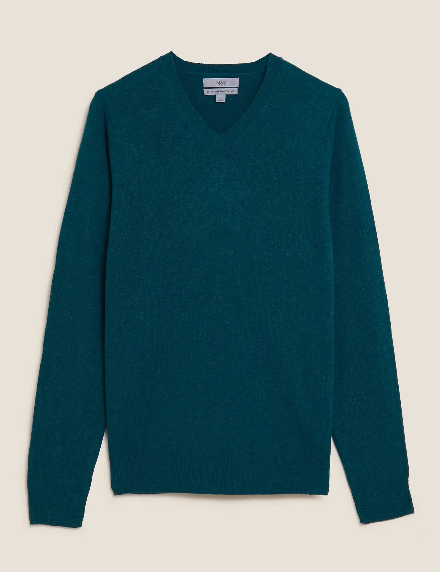 M&S Mens L/S Lambs Wool V-Neck Jersey T30/2653M