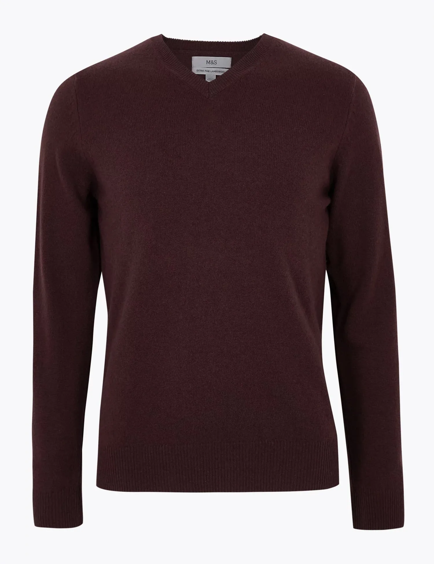M&S Mens L/S Lambs Wool V-Neck Jersey T30/2653M