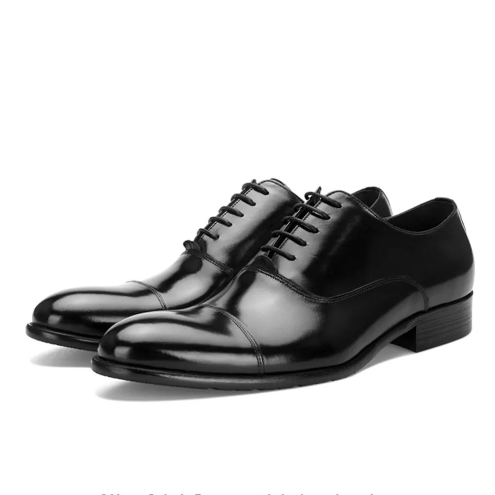 Men Captoe Lace Up Black Formal Shoes