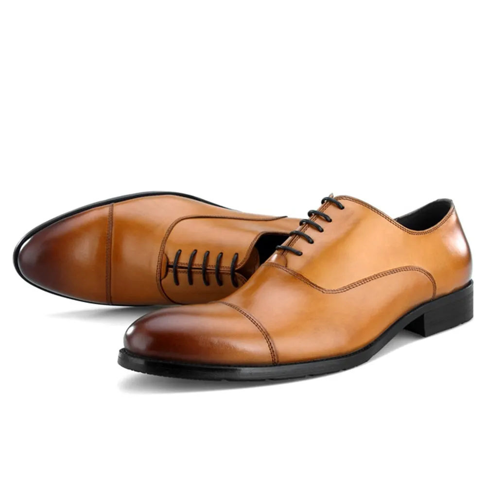 Men Captoe Lace Up Black Formal Shoes