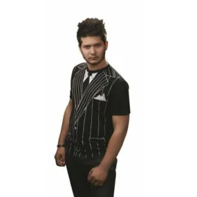 Men Gangster Printed Funny T-Shirt Boys Fancy Dress Stag Do Tee Top