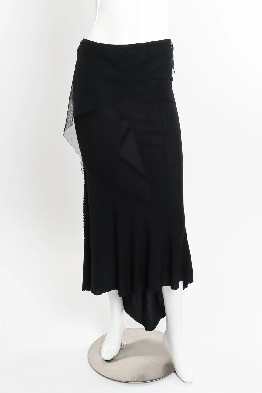 Mesh Overlay Jagged Hem Skirt