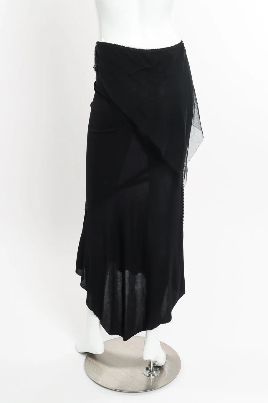 Mesh Overlay Jagged Hem Skirt