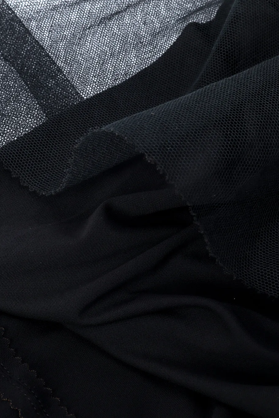 Mesh Overlay Jagged Hem Skirt