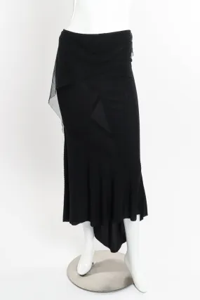 Mesh Overlay Jagged Hem Skirt