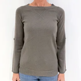 Mocha Grey Cashmere Crew Neck Jumper Small