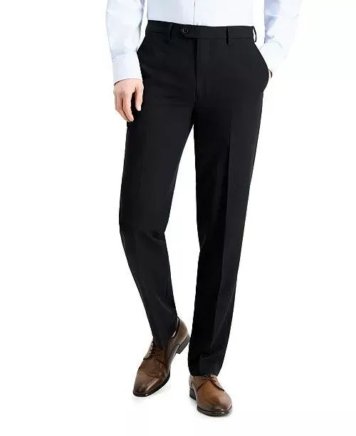 Nautica Mens Slim fit Dress Pants 44 / 32 Black Solid Stretch