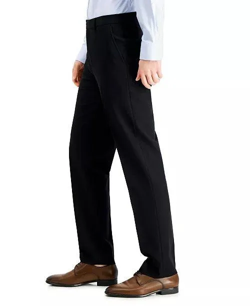 Nautica Mens Slim fit Dress Pants 44 / 32 Black Solid Stretch