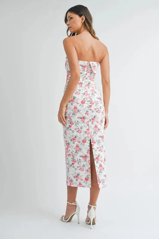 ONLINE ONLY Mable Floral Tube Bodycon Midi Dress