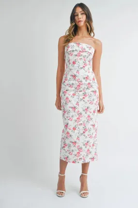 ONLINE ONLY Mable Floral Tube Bodycon Midi Dress