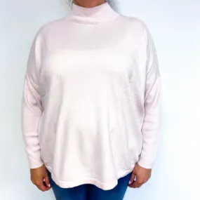 Pale Pink Slouchy Cashmere Turtle Neck Jumper Extra Extra Large