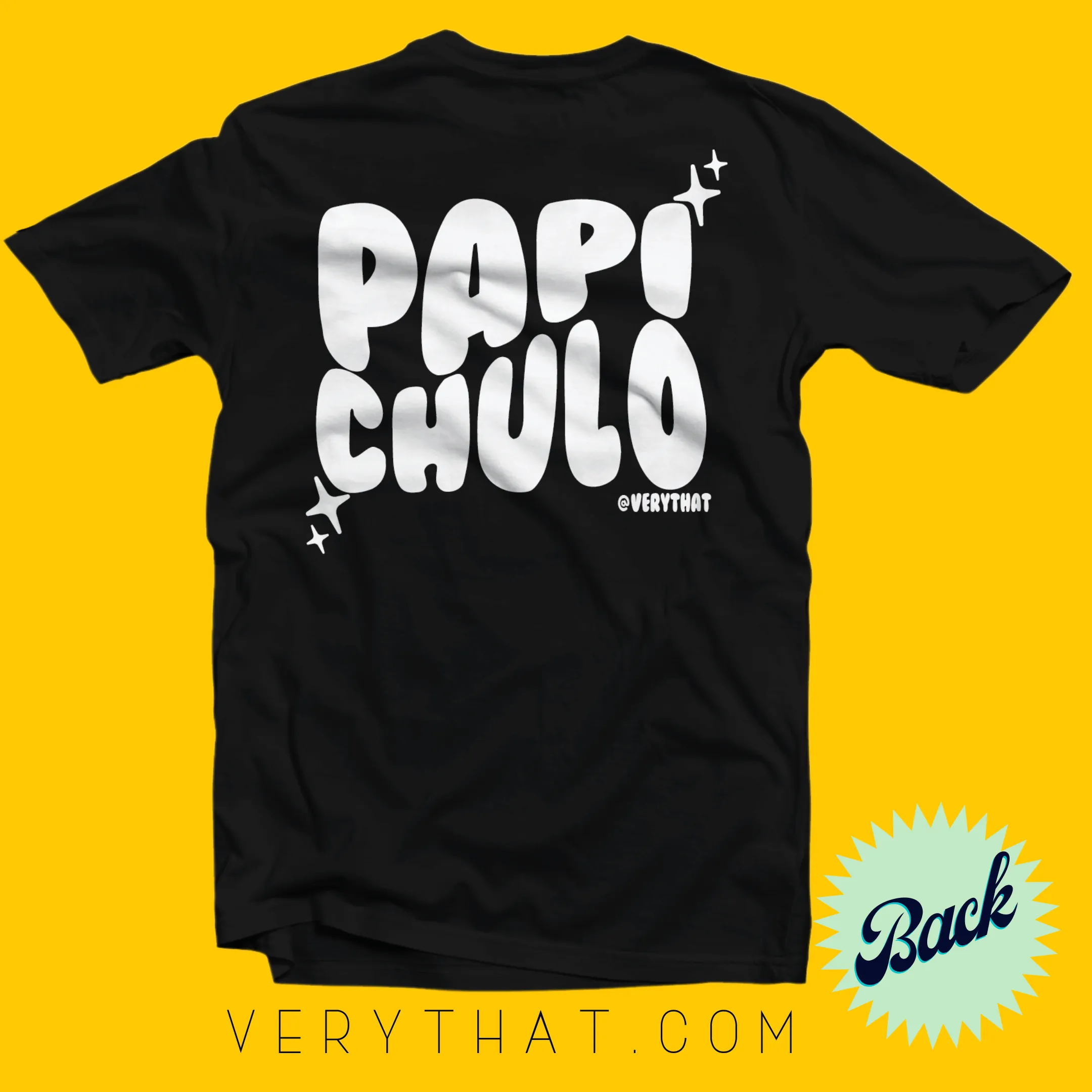 Papi Chulo Tee (White on Black)