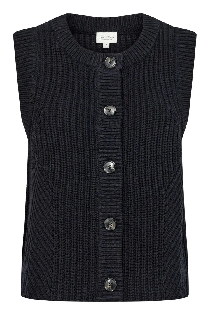 Part Two Noemie knitted waistcoat Dark Navy