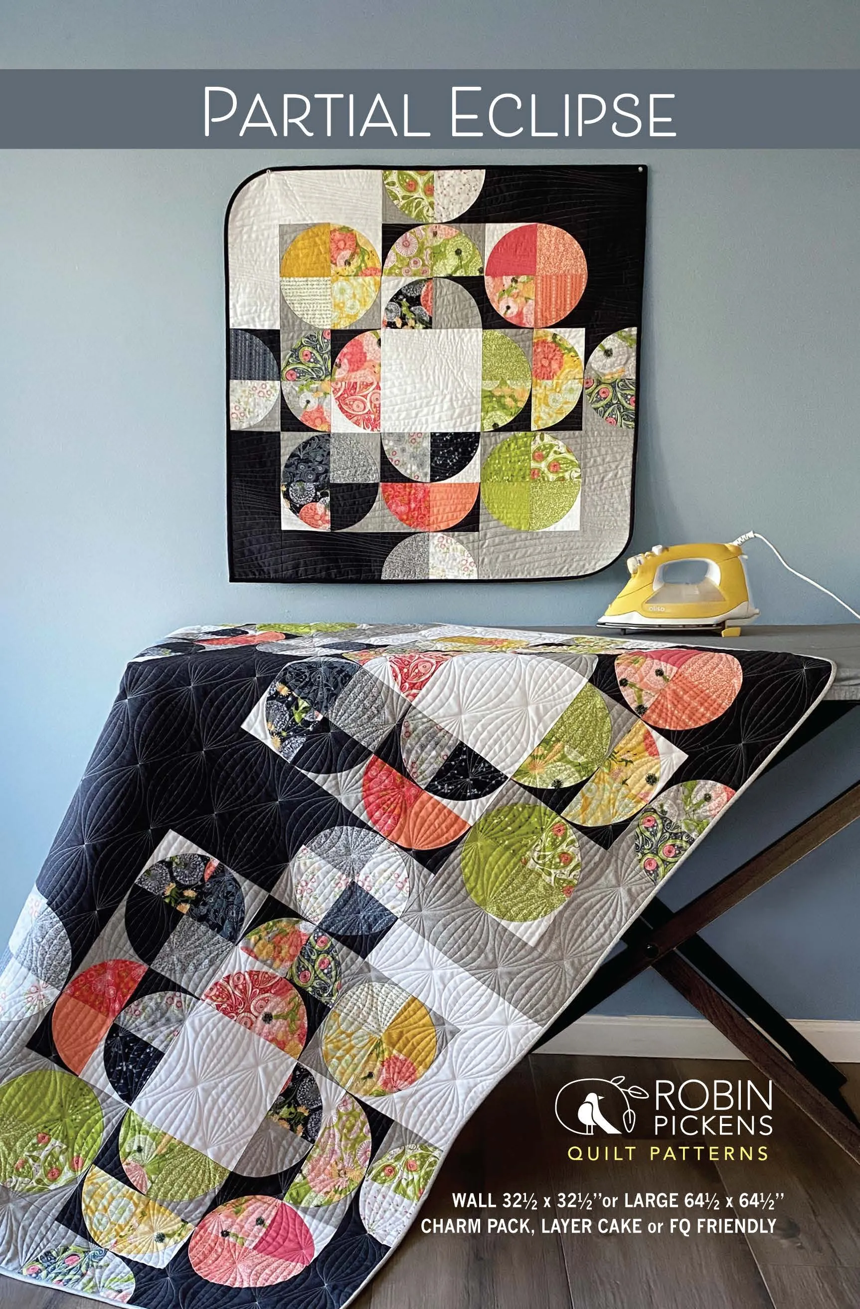 Partial Eclipse (digital pdf) quilt pattern with paper template
