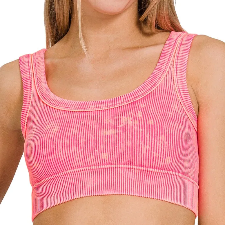 Ribbed Crop Tank Top (Fuchsia)
