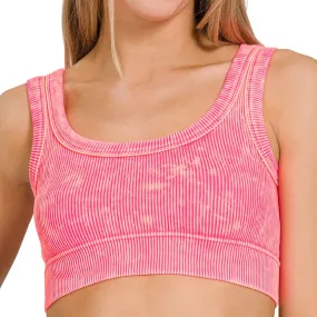 Ribbed Crop Tank Top (Fuchsia)