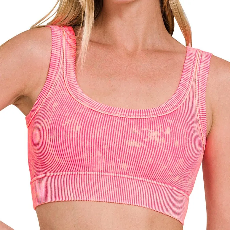 Ribbed Crop Tank Top (Fuchsia)